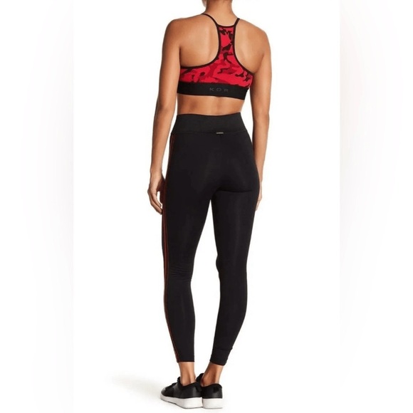 KORAL Tone High Rise Legging Black Scarlett Pants Hi Red Stripe Side. Size M - Picture 2 of 7